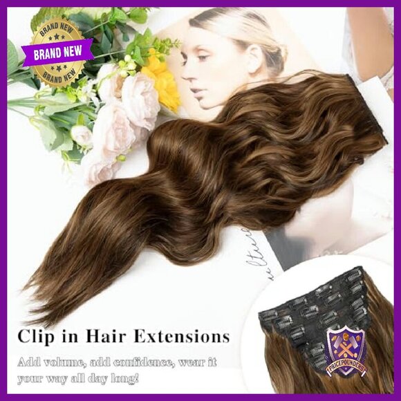 20 Inch Clip-In Hair Extensions, 8 Piece Synthetic Set for Volume & Length main image 7